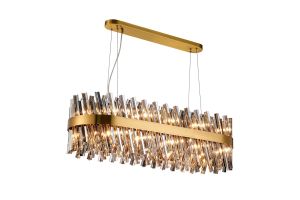 Asner 1m 24 Light G9, Pendant Oblong, Brass / Smoke Item Weight: 22.65kg