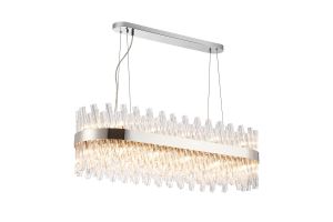 Asner 1m 24 Light G9, Pendant Oblong, Polished Nickel / Clear Item Weight: 22.65kg