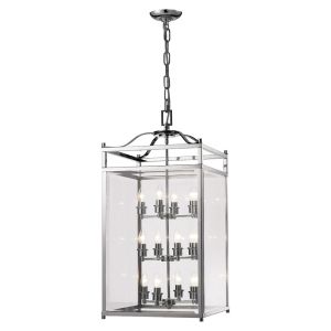 Aston Square Pendant 12 Light E14 Polished Chrome/Glass (Pallet Shipment Only, Additional Charges May Apply.) Item Weight: 22.2kg