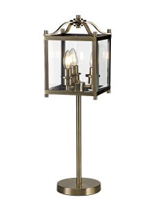 Aston Table Lamp 3 Light E14 Antique Brass/Glass