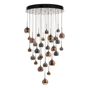 Aurelisbon 30 Light G4 Copper & Bronze Adjustable Cluster Pendant C/W Glass Shades