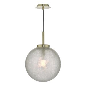 Avari 1 Light E27 Satin Brass Adjustable Pendant With Clear Frosted Glass