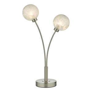 Avari 2 Light G9 Satin Nickel Table Lamp With Inline Switch C/W Frost Effect Glass Shades
