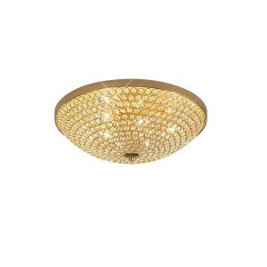 Ava Flush Ceiling 6 Light G9 French Gold/Crystal
