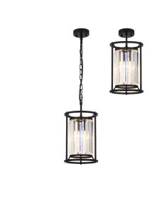 Avano Pendant, 1 x E27, Satin Black / Clear