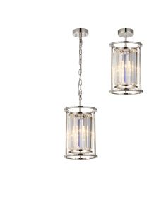 Avano Pendant, 1 x E27, Polished Nickel / Clear