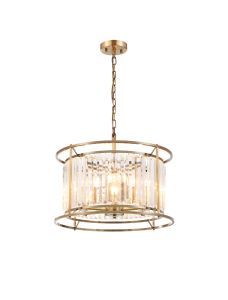 Avano Pendant / Semi Ceiling Convertible, 6 x E14, Antique Brass / Clear