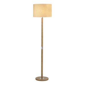Avenue 1 Light B22 Light Wood With Polished Chrome Detail Fitted With A Push bar Switch On The Lampholder C/W Ccrain Linen Shade