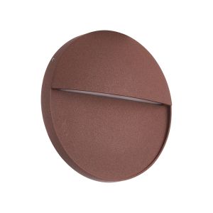 Baker Wall Lamp Large Round, 6W LED, 3000K, 420lm, IP54, Rust Brown, 3yrs Warranty