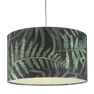 Bamboo E27 Non Electric Green Leaf Cotton 49cm Drum Shade (Shade Only)