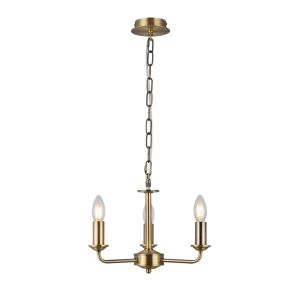 Banyan 3 Light Multi Arm Pendant Without Shade, c/w 1.5m Chain, E14 Antique Brass