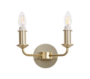 Banyan 2 Light Switched Wall Lamp Without Shade, E14 Champagne Gold