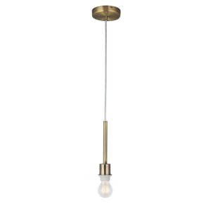Baymont Antique Brass 1 Light E27 Universal 3m Single Pendant, Suitable For A Vast Selection Of Shades