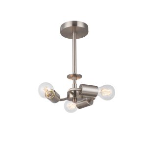 Baymont Satin Nickel 3 Light E27 Universal Semi Flush Fixture, Suitable For A Vast Selection Of Shades