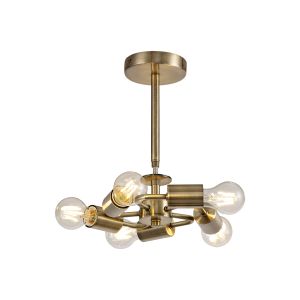 Baymont Antique Brass 5 Light E27 Universal Semi Flush Fixture, Suitable For A Vast Selection Of Shades