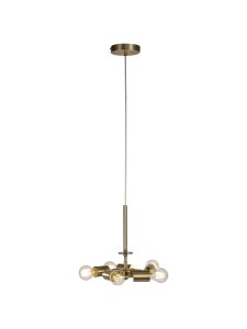 Baymont Antique Brass 3m 5 Light E27 Universal Single Pendant, Suitable For A Vast Selection Of Shades