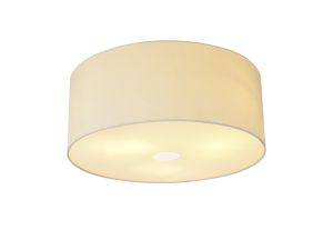 Baymont Polished Chrome 3 Light E27 Flush Ceiling With 50cm x 20cm Faux Silk Shade Ivory Pearl/White Laminate & Frosted/PC Acrylic Diffuser