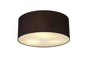 Baymont Polished Chrome 3 Light E27 Flush Ceiling With 50cm x 20cm Faux Silk Shade, Black/White Laminate & Frosted/PC Acrylic Diffuser
