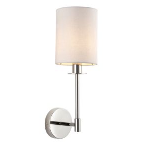 Chao 1 Light E14 Bright Nickel Wall Light With Vintage White Fabric Shade
