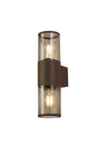 Bizet Wall Lamp 2 x E27, IP54, Matt Brown/Smoked, 2yrs Warranty