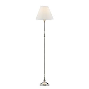 Blenheim 1 Light E27 Polished Nickel Candlestick Style Floor Lamp With Inline Foot Switch C/W Ivory Pleated Shade