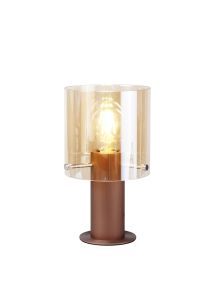 Blok Table Lamp, 1 Light Table Lamp E27, Mocha/Amber Glass