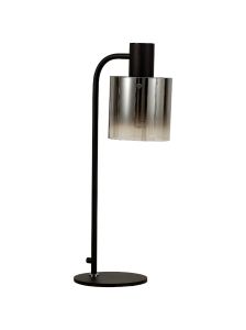 Blok Large Table Lamp, 1 Light E27, Black / Smoke Fade Glass