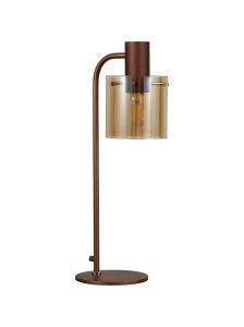 Blok Large Table Lamp, 1 Light E27, Mocha / Amber Glass