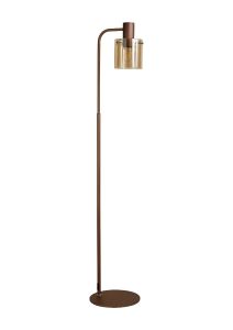 Blok Floor Lamp, 1 Light E27, Mocha / Amber Glass