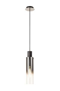 Blokus 13cm Single Pendant, 1 Light Adjustable E27, Black/Smoke Fade Glass