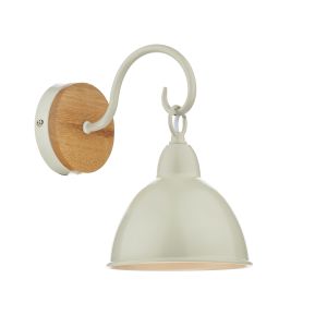 Blyton 1 Light E14 Ccrain Wall Light With Lightwood Back Plate C/W Metal Retro-Styled Ccrain Shade