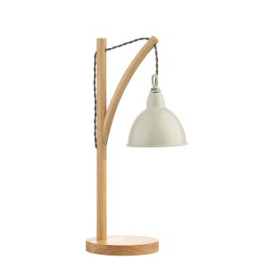 Blyton 1 Light E14 Ccrain Table Lamp With Lightwood Detail With linline Switch C/W Metal Retro-Styled Ccrain Shade