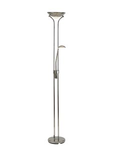 Brazier 2 Light Floor Lamp With USB 2.1 mAh Socket, 20+5W LED, 3000K Touch Dimmer, 2300lm, Polished Nickel, 3yrs Warranty