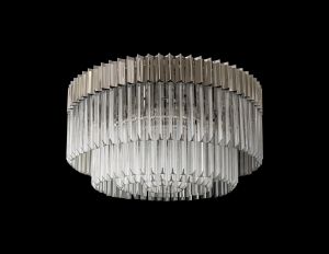 Brewer 80cm Ceiling Round 12 Light E14, Polished Nickel/Clear Sculpted Glass, Item Weight: 29kg