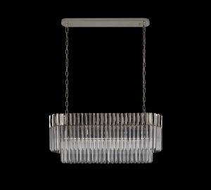 Brewer 100 x 32cm Pendant Rectangle 5 Light E14, Polished Nickel/Clear Sculpted Glass, Item Weight: 21.2kg