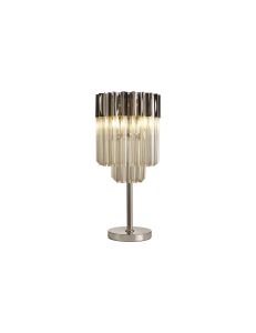 Brewer 30 x H65cm Table Lamp 3 Light E14, Polished Nickel / Cognac Sculpted Glass
