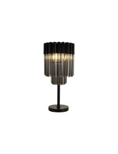 Brewer 30 x H65cm Table Lamp 3 Light E14, Matt Black / Smoke Sculpted Glass