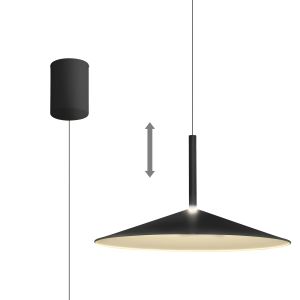 Calice 48cm Rise And Fall Pendant Dimmable, 16W LED, 3000K, 1200lm, Black/White, 3yrs Warranty