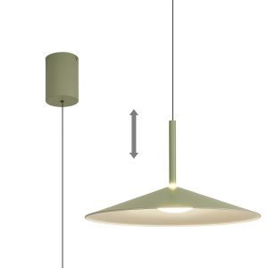 Calice 48cm Rise And Fall Pendant, 16W LED, 3000K, 1200lm, Green/White, 3yrs Warranty