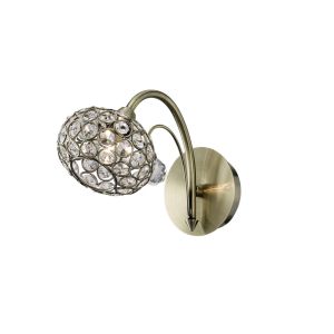 Cara Wall Lamp Switched 1 Light G9 Antique Brass/Crystal