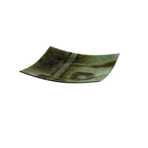 (DH) Carina Glass Art Platter 14 Inch Green/Brown