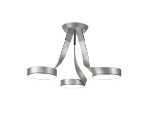 Carlota 3 Light Semi Flush, 3 x 12W LED, 3000K, 2880lm, Silver/Polished Chrome, 3yrs Warranty