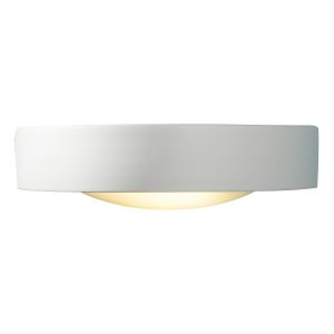 Catalan 1 Light E27 White Unglazed Ceramic Wall Washer Light With Glass Dish