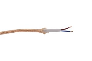 Cavo 1m Rose Gold Braided 2 Core 0.75mm Cable VDE Approved (qty ordered will be supplied as one continuous length)