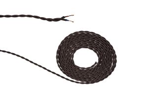 Cavo 1m Dark Brown Braided Twisted 2 Core 0.75mm Cable VDE Approved (qty ordered will be supplied as one continuous length)