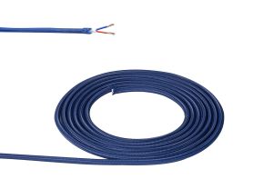 Cavo 1m Dark Blue Braided 2 Core 0.75mm Cable VDE Approved (qty ordered will be supplied as one continuous length)