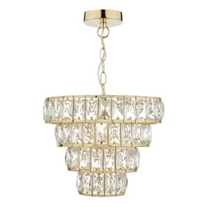 Cerys 1 Light E27 Gold Adjustable 4 Tier Pendant With Crystal Detail