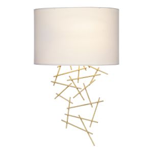 Cevero 1 Light E27 Gold Wall Light With An Ivory Faux Silk Shade