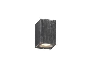 Charles Rectangle Wall Lamp, 1 x GU10, IP54, Black/Silver
