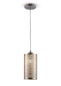 Charon Single Circle Pattern Pendant 1 Light E27 Polished Chrome